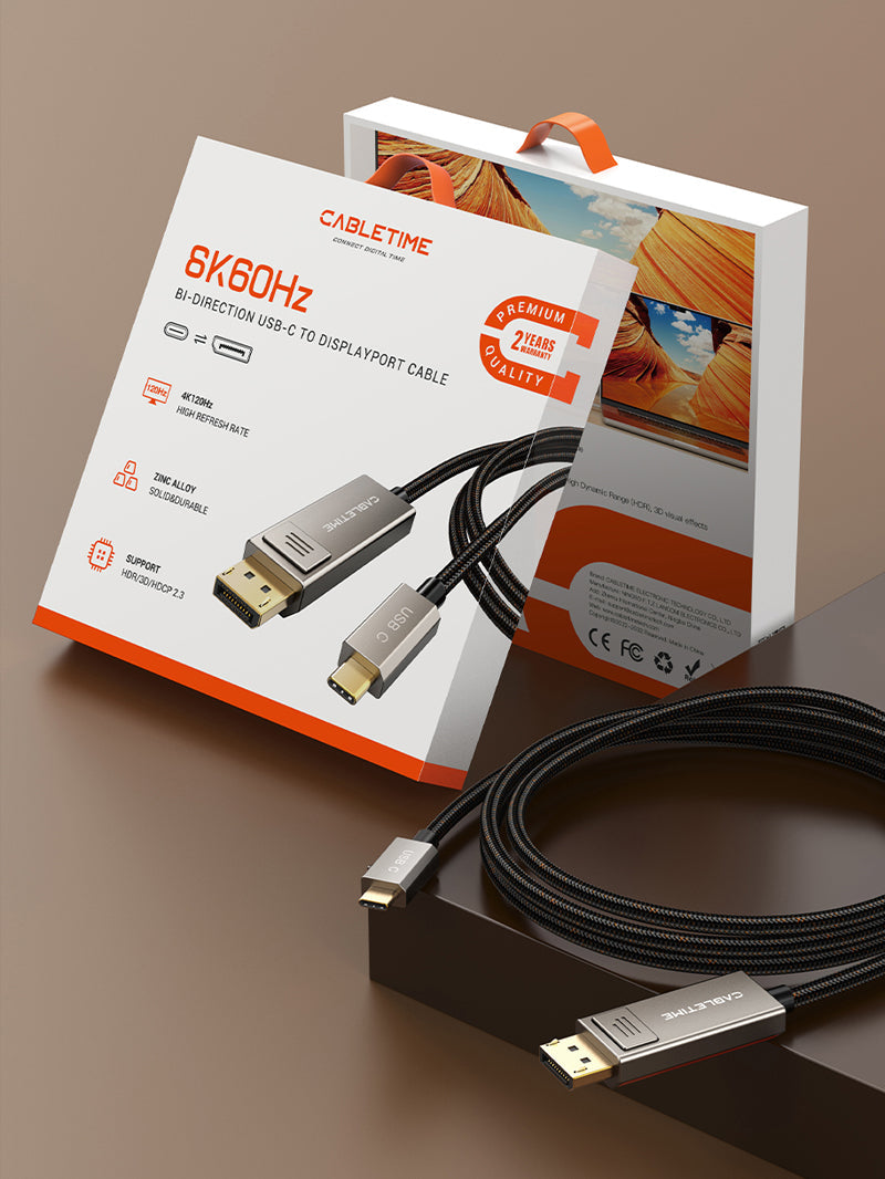 CABLETIME USB Type C to HDMI Cord 4K 60Hz for MacBook Air, model CC13K, SKU CT-C160-PU31-CMHD4-S1.8