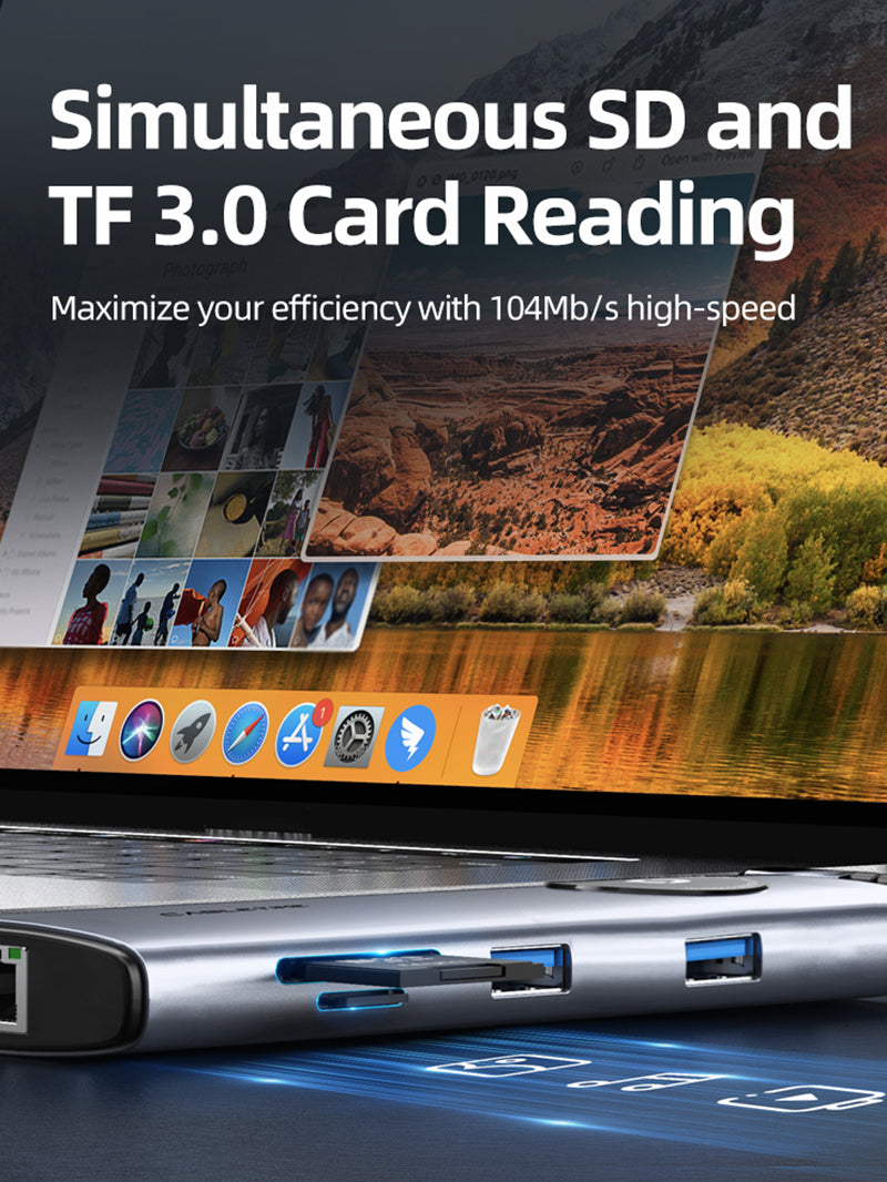 8-in-1 USB-C Adapter Hub with HDMI Ethernet Port for Macbook Pro