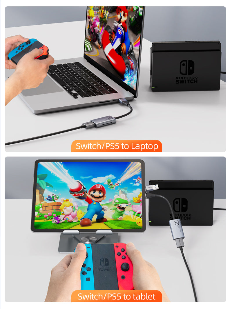 CABLETIME HDMI to USB / USB-C Video Capture Card 1080P60 with 4K30 Input for Nintendo Switch, Gaming & Live Streaming