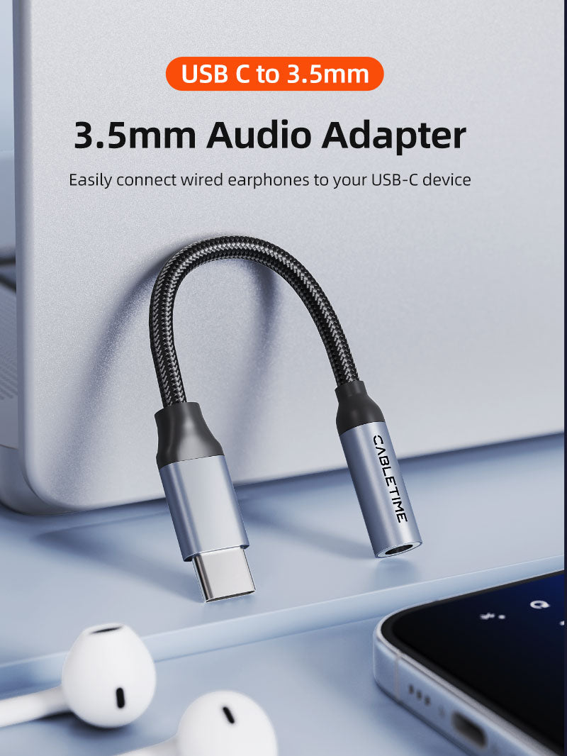 CABLETIME audio adapter laptop connection