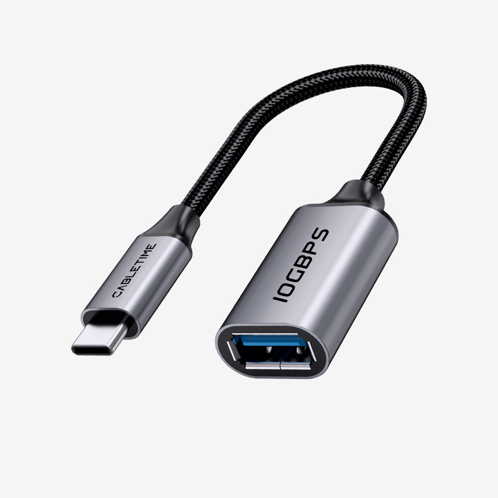 CABLETIME 10Gbps USB-C Male to USB-A Female Adapter, model CP62G, SKU CT-CMAF10-AGL