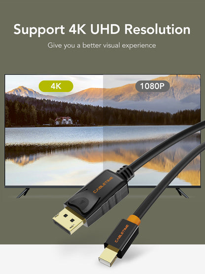 CABLETIME Mini DisplayPort to DisplayPort cable 4K 60Hz performance