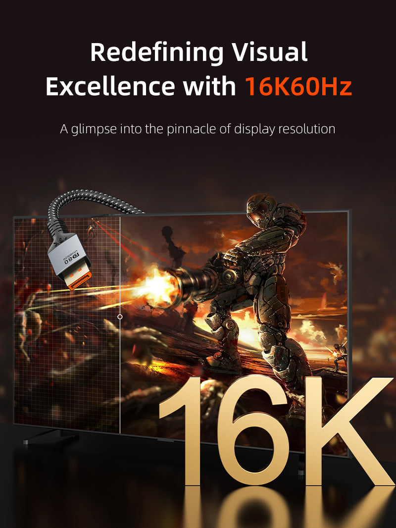 DisplayPort 2.1 cable supporting up to 16K 60Hz