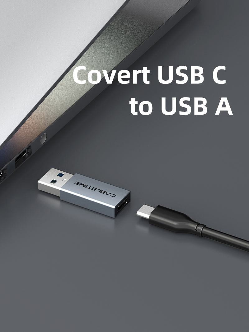 CABLETIME USB 3.0 A Male to USB-C Female OTG Adapter, model CP77G, SKU CT-C160-PU33-CFAM(OTG)-AS