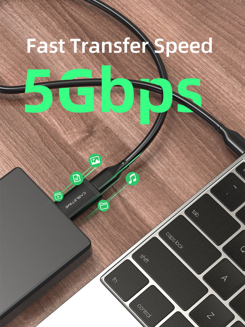 CABLETIME USB 3.0 A Male to USB-C Female OTG Adapter, model CP77G, SKU CT-C160-PU33-CFAM(OTG)-AS