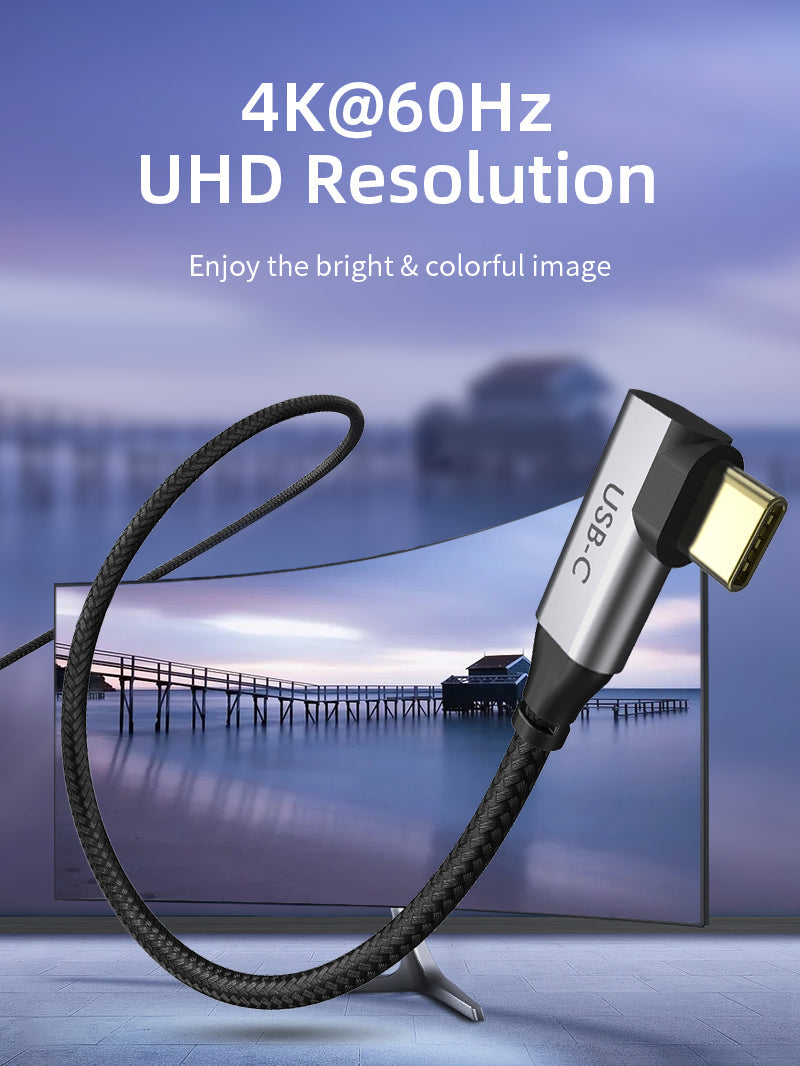 CABLETIME USB-C to HDMI Cable 4K 60Hz Right Angle for MacBook Pro, model CC11K, SKU CT-C160-PU31-CMRHD1-S1.8.