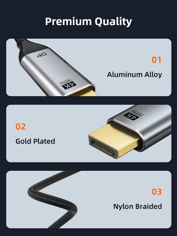 CABLETIME USB-C to DisplayPort braided cable detail