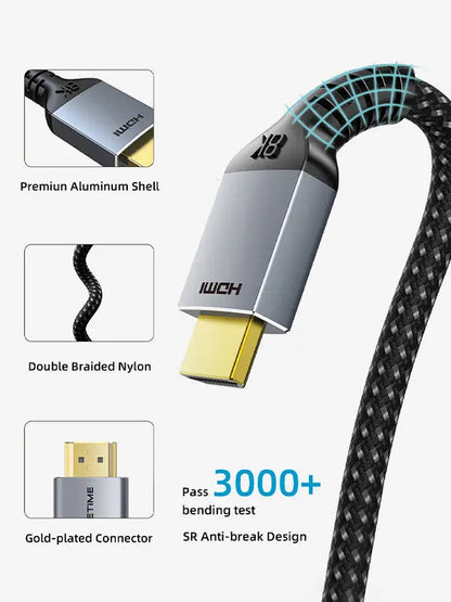 CABLETIME 8K HDMI 2.1 Cable 48Gbps Braided