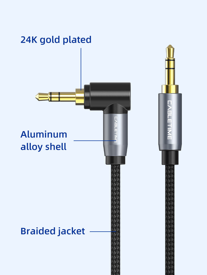 3.5MM 90 Degree Right Angle Audio Aux Cable Cord