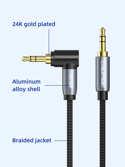 3.5MM 90 Degree Right Angle Audio Aux Cable Cord
