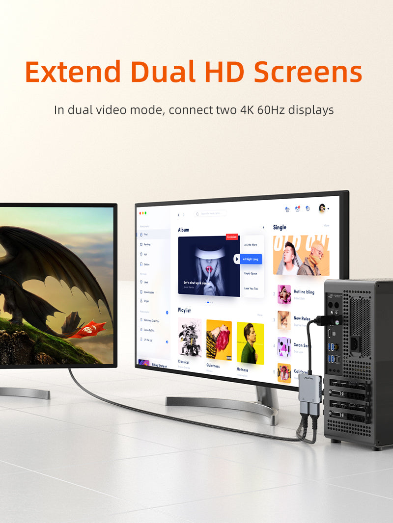 CABLETIME DisplayPort to Dual HDMI Adapter, Dual 4K@60Hz & 8K@30Hz, MST | CT-DM2H8K-AG - image 4