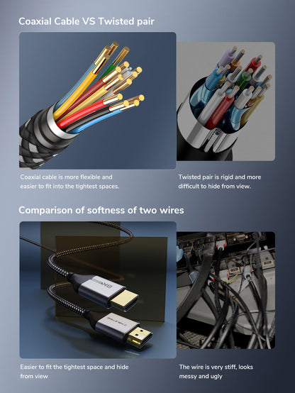 CABLETIME Ultra-Thin HDMI 2.1 Cable, 48Gbps, 8K@60Hz / 4K@120Hz, 1m / 2m | CT-AV540-HE21G(C8K)-B