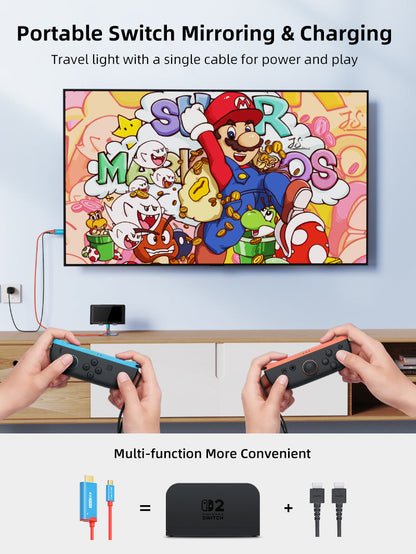 CABLETIME Nintendo Switch 2 Travel Dock 4K144Hz USB-C to HDMI Cable with 100W PD Charging, models CC25L / CC26L, SKUs CT-CMHD4P-PBU2 / CT-CMHD4P-PBA2