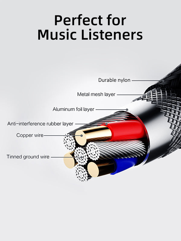 CABLETIME 3.5mm Male to Female AUX Audio Extension Cable, Gold-Plated Nylon Braided Stereo Extension Cable