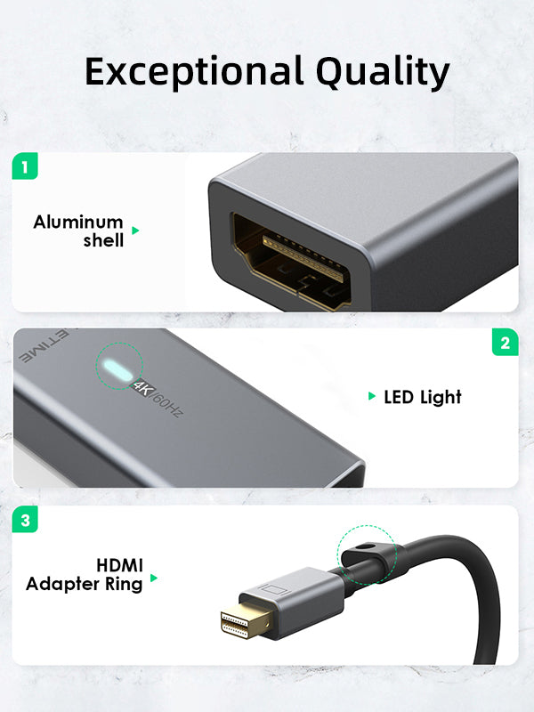 CABLETIME Mini DisplayPort to HDMI adapter premium construction