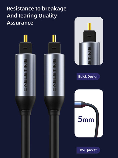 CABLETIME Premium Toslink Optical Cable for Soundbar, TV, Amplifier, DVD & Home Theater – 1m / 2m / 3m / 5m