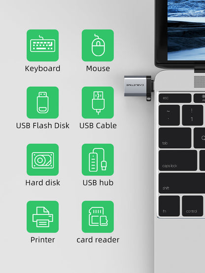 CABLETIME USB Type C Male to USB 3.0 Female OTG Adapter, models CP71B / CP71G, SKUs CT-OTG-CMAF-ABL / CT-OTG-CMAF-AGL
