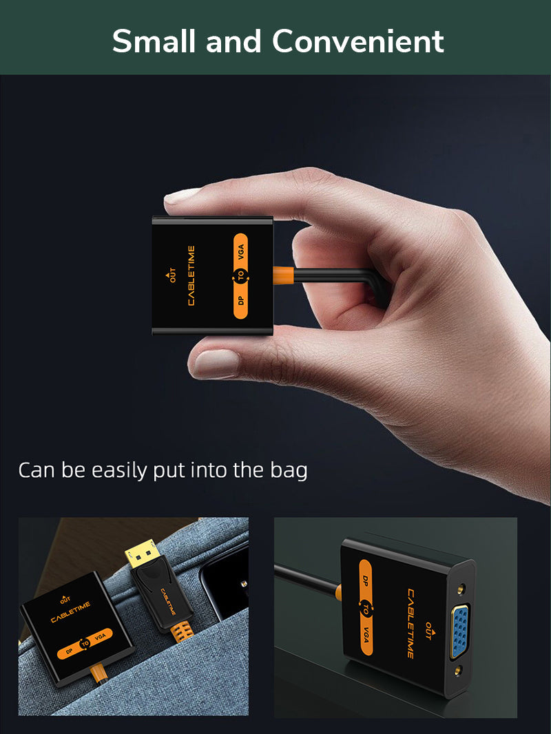 CABLETIME DisplayPort to VGA adapter compatible devices
