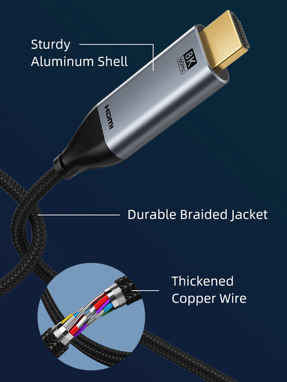 CABLETIME 8K 60Hz USB Type C to HDMI 2.1 Cable, model CC14L, SKU CT-CMHD8K-AG2