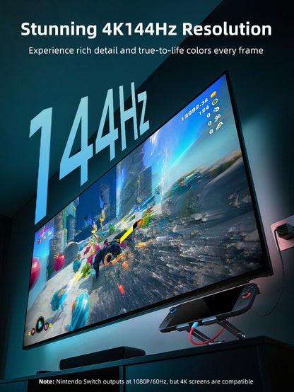 CABLETIME Nintendo Switch 2 Travel Dock 4K144Hz USB-C to HDMI Cable with 100W PD Charging, models CC25L / CC26L, SKUs CT-CMHD4P-PBU2 / CT-CMHD4P-PBA2