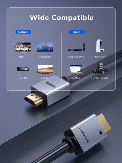 CABLETIME Gold Plated HDMI 2.0 Cable 4K 60Hz for PS4 TV