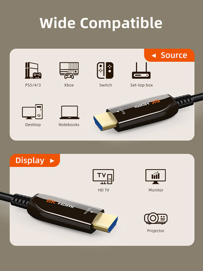 CABLETIME AOC Active Fiber Optical HDMI 2.1 Cable 8K 60Hz 48Gbps HDR