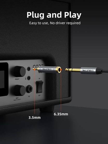 CABLETIME 3.5mm Male to 1/4 inch Female Stereo Audio Adapter for Headphone, AMP, Guitar & Audio Mixer