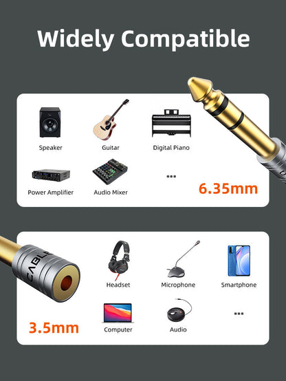 6.35mm 1/4 Male to 3.5mm 1/8 Female Stereo Audio Headphone Adapter