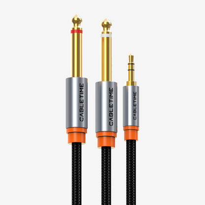 3.5mm TRS to Dual 6.35mm 1/4 TS Mono Y Splitter Audio Cable