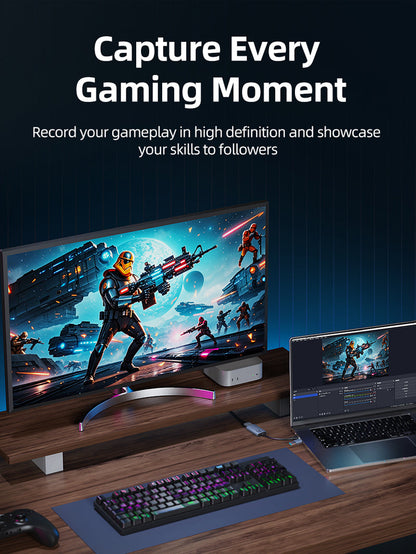 CABLETIME HDMI to USB / USB-C Video Capture Card 1080P60 with 4K30 Input for Nintendo Switch, Gaming & Live Streaming