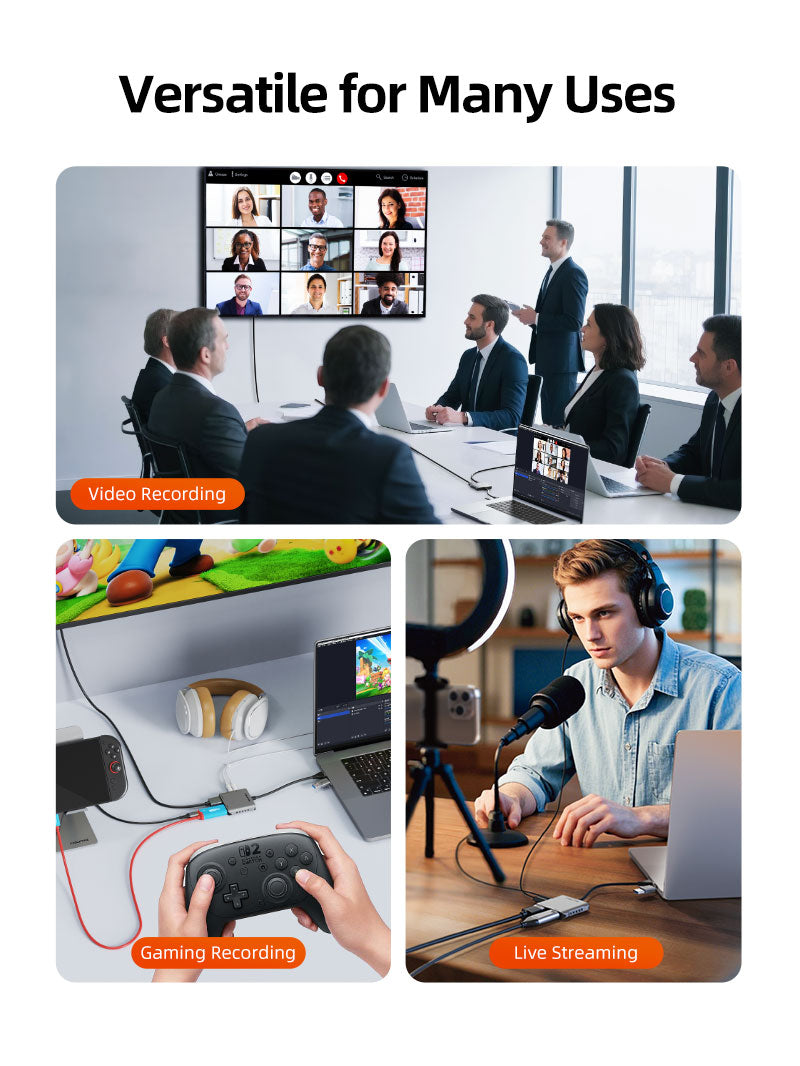 CABLETIME USB 3.0 HDMI Capture Card 1080P60 with 4K30Hz Loop Out, USB-A/USB-C Output, Mic Input & Audio Monitoring