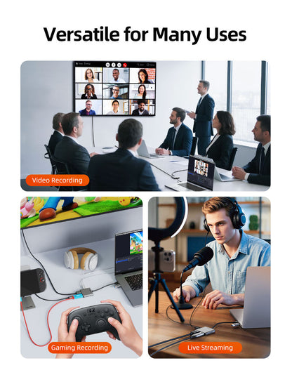 CABLETIME USB 3.0 HDMI Capture Card 1080P60 with 4K30Hz Loop Out, USB-A/USB-C Output, Mic Input & Audio Monitoring