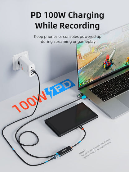 CABLETIME 1080P USB-C Video Capture Card with 100W PD for Nintendo Switch 2, USB-A/USB-C Output & 4K30 Input