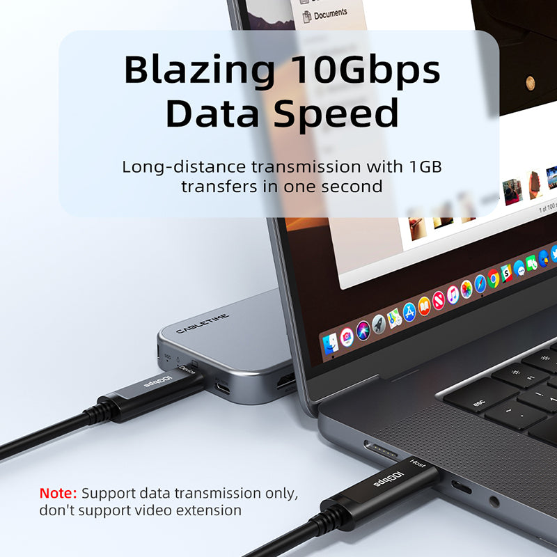 CABLETIME USB-C active optical cable 10Gbps data performance