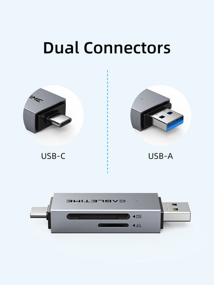 CABLETIME High Speed USB-C and USB 3.0 to SD / Micro SD Card Reader – CD40G