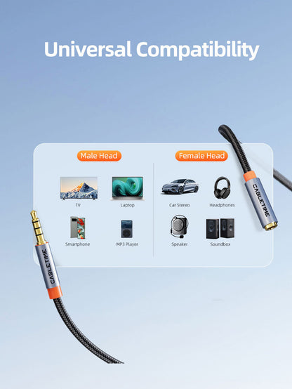 CABLETIME 3.5mm Male to Female Audio Extension Cable with Mic Support, TRRS AUX Headphone Extension Cable