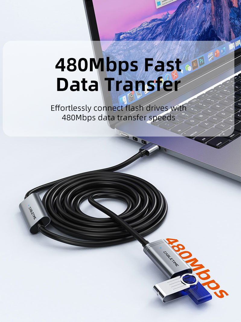 CABLETIME Active USB 2.0 A Male to A Female Extension Cable 5m / 10m / 15m / 20m / 25m / 30m.