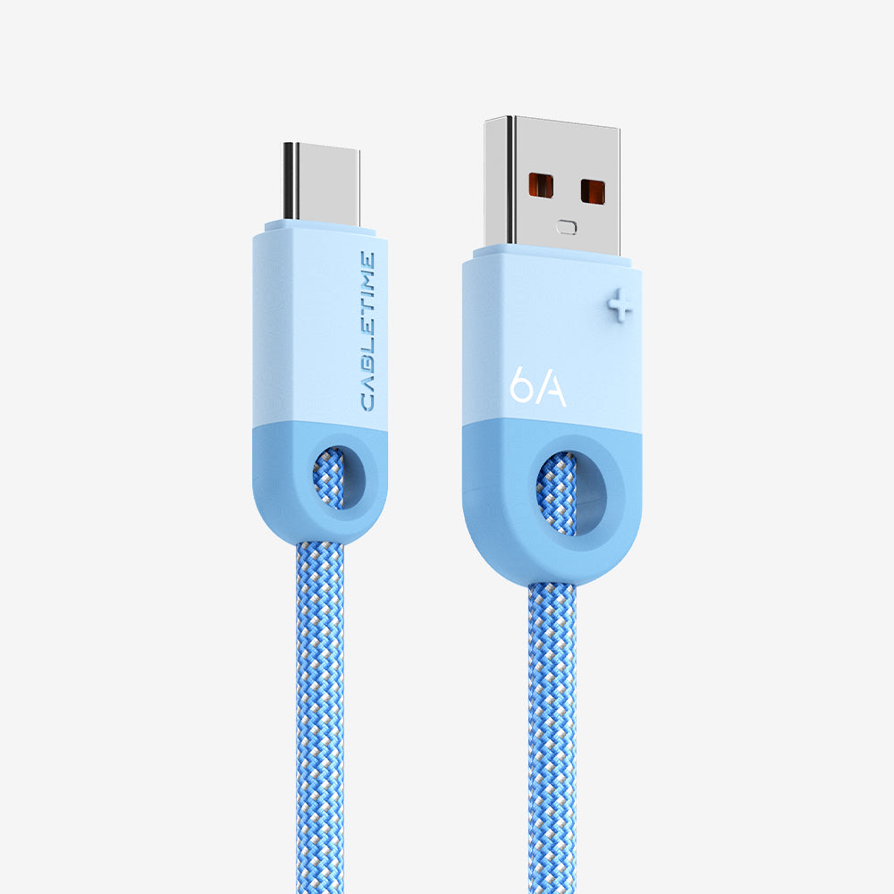 CABLETIME 6A USB-A to USB-C SuperCharge cable in blue