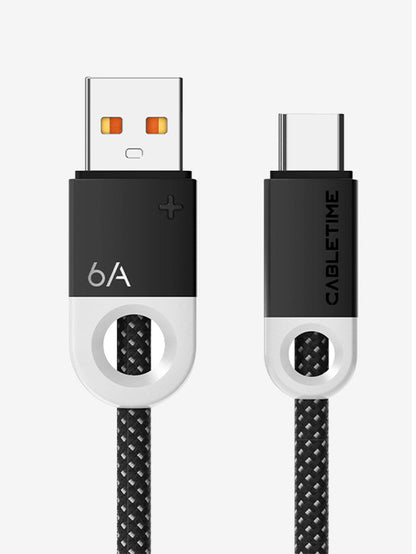 CABLETIME 6A USB-A to USB-C SuperCharge cable in black