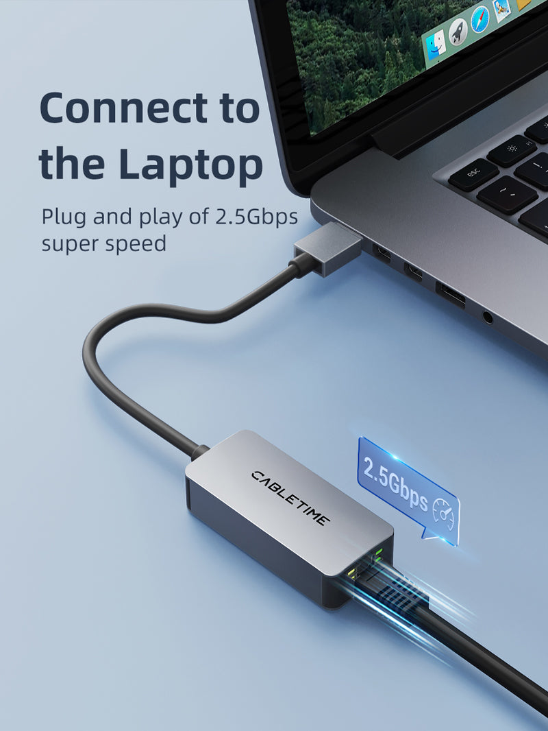 CABLETIME 2.5Gbps USB 3.0-A to RJ45 Ethernet Adapter – CB56G