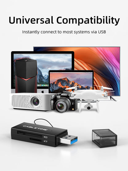CABLETIME Portable USB 3.0-A to SD / Micro SD Card Reader – CD41G