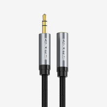 3.5mm AUX audio extension cable with gold-plated plugs and black nylon braided design