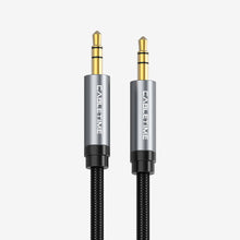 3.5mm stereo AUX audio cable with gold-plated male connectors, nylon braided