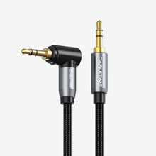 3.5mm stereo AUX cable with gold-plated connectors and black braided jacket