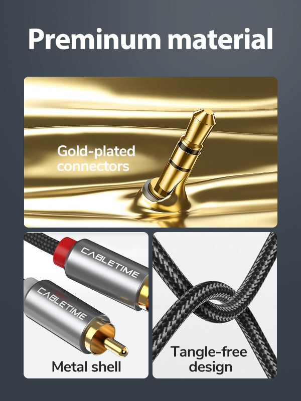 3.5 MM Audio Jack to 2 RCA Audio Cable