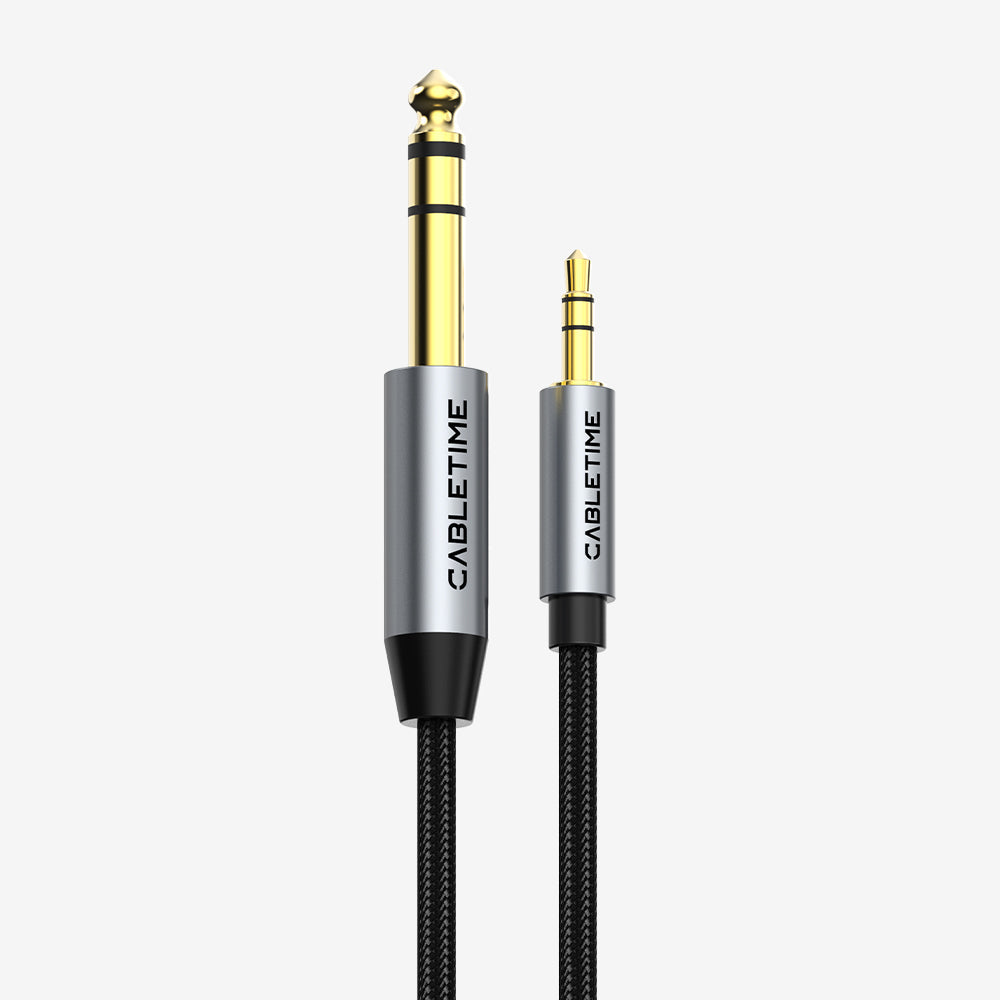 CABLETIME 6.35mm to 3.5mm braided stereo audio cable CT-AV321-H11G-AG