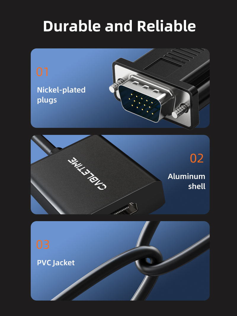 CABLETIME VGA to HDMI adapter compatible computer and display setup