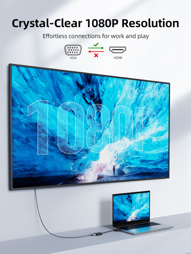 CABLETIME VGA to HDMI converter Full HD 1080p performance
