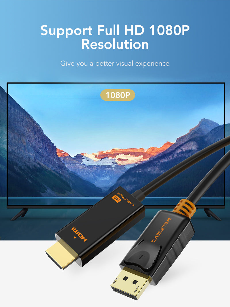 CABLETIME DisplayPort to HDMI Full HD feature visual