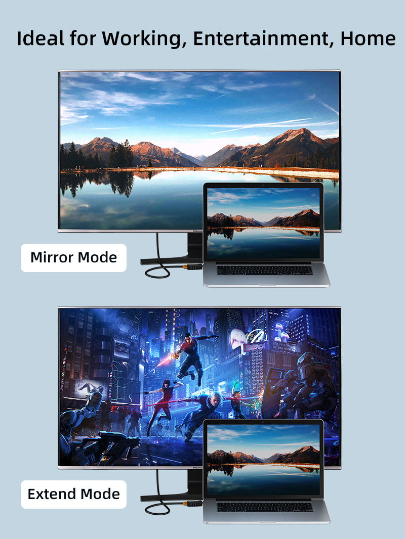 CABLETIME DisplayPort to HDMI cable mirror and extend modes